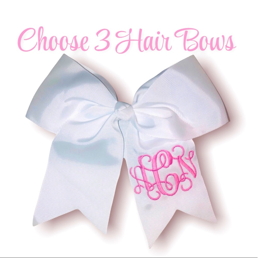 3 Hair Bows with Monogram